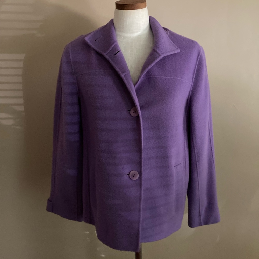 Talbots Purple Blazer with Notched Lapel and Relaxed Fit